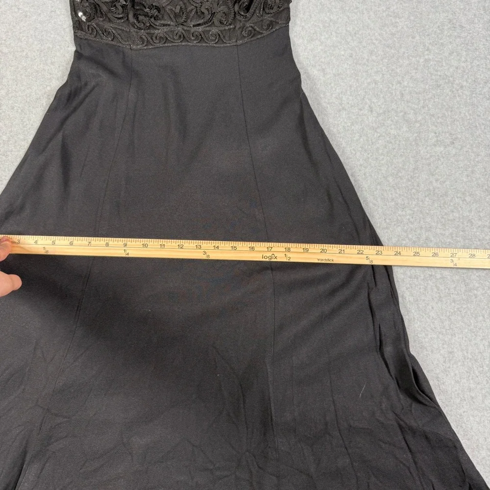 Bari Jay Vintage 90s Black Sequin Lace Maxi Dress Formal Gown Size 5-6 - Picture 9 of 11